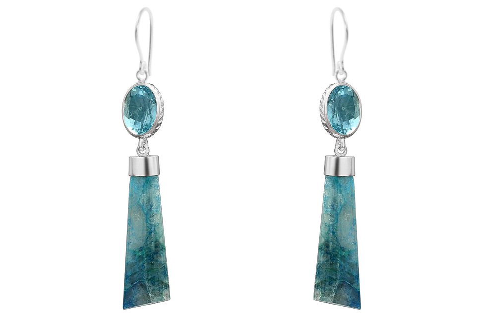 Blue Topaz & Azurite Gemstone Earrings