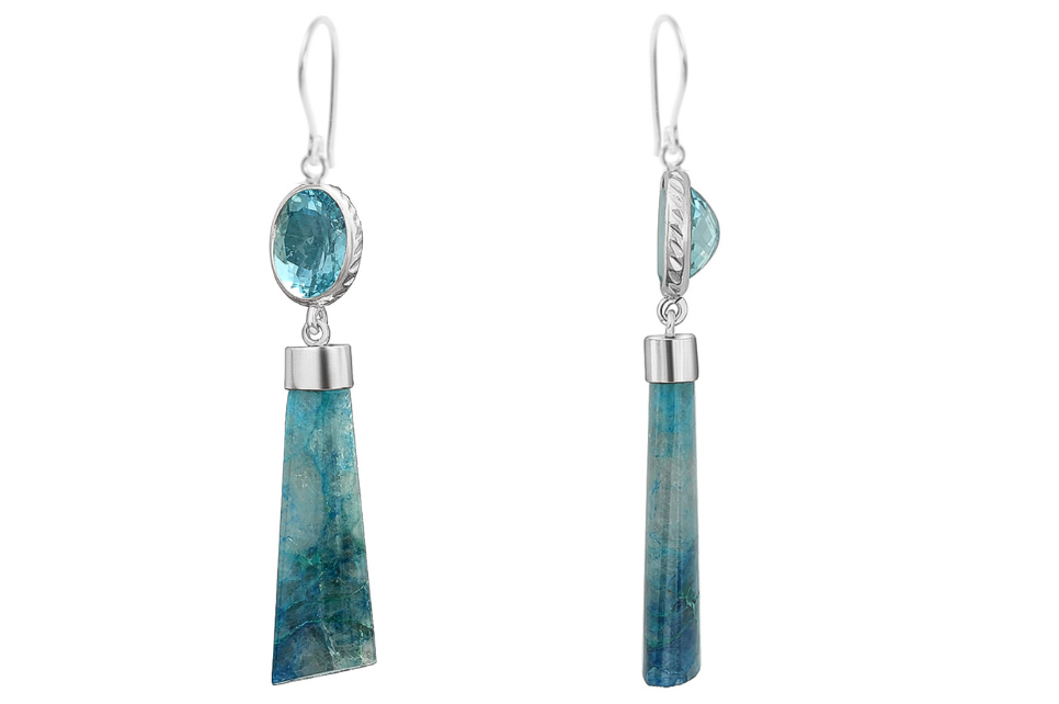Blue Topaz & Azurite Gemstone Earrings