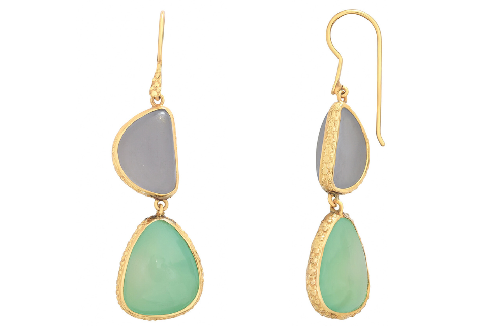 Chalcedony And Chysoprase Double Drops