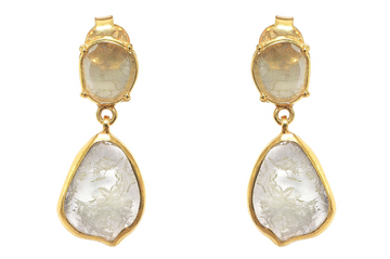 Mughal Diamond Slice Double Drop Earrings