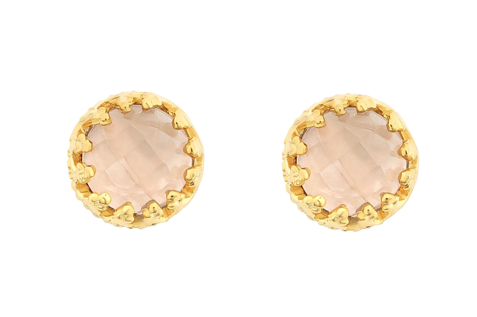 Fara Rose Quartz Gemstone Stud Earrings