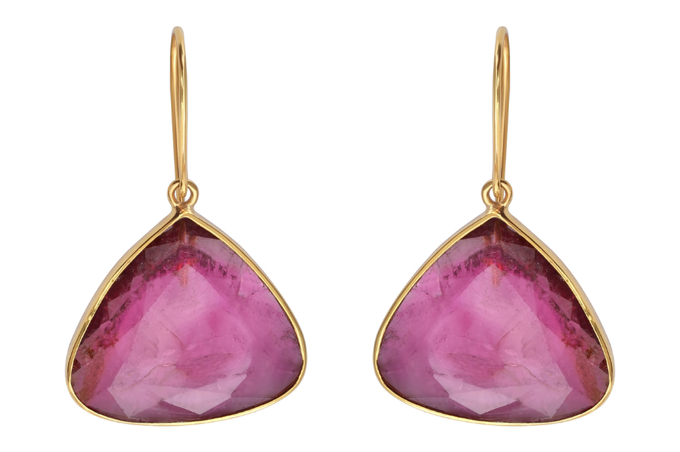 Ipanema Fine Gold & Pink Tourmaline Trillion Earrings