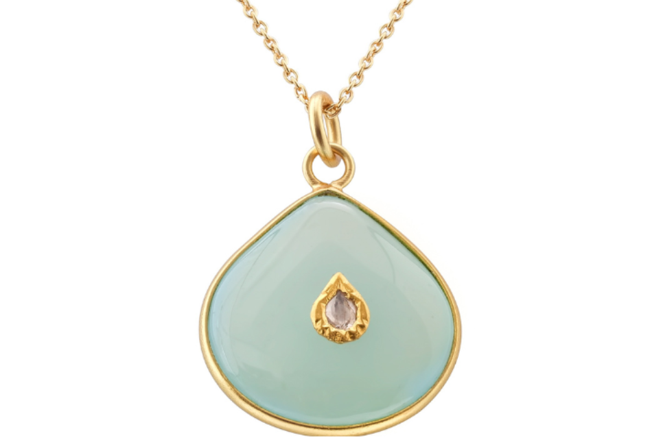 Jadau Chalcedony & Diamond Pendant Necklace