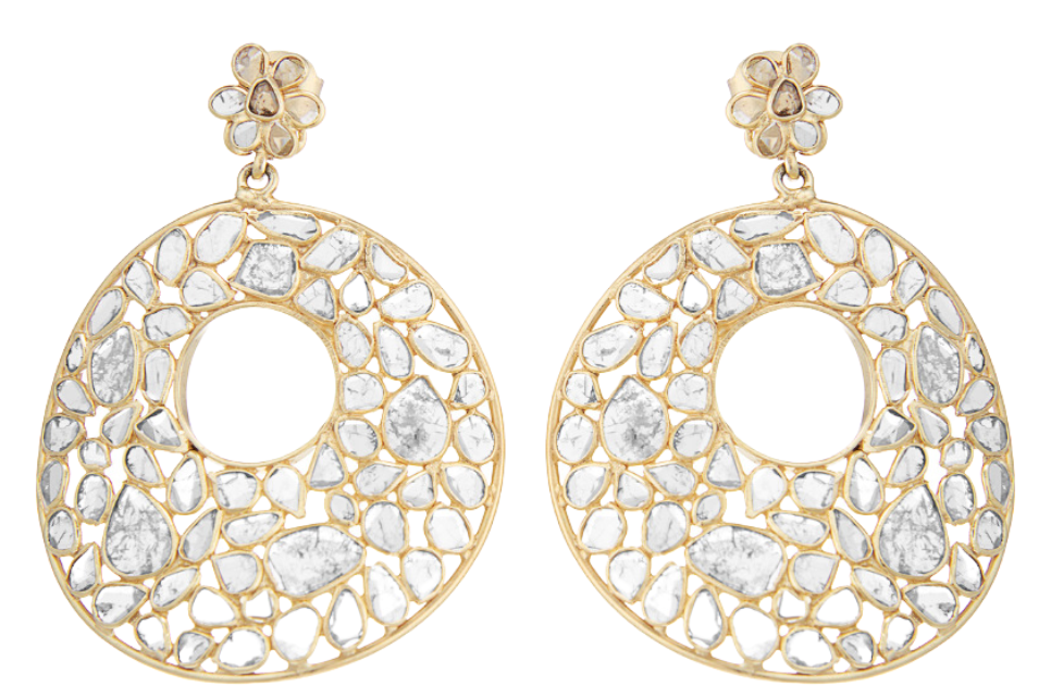 Jasmine Diamond Slice Fine Gold Earrings