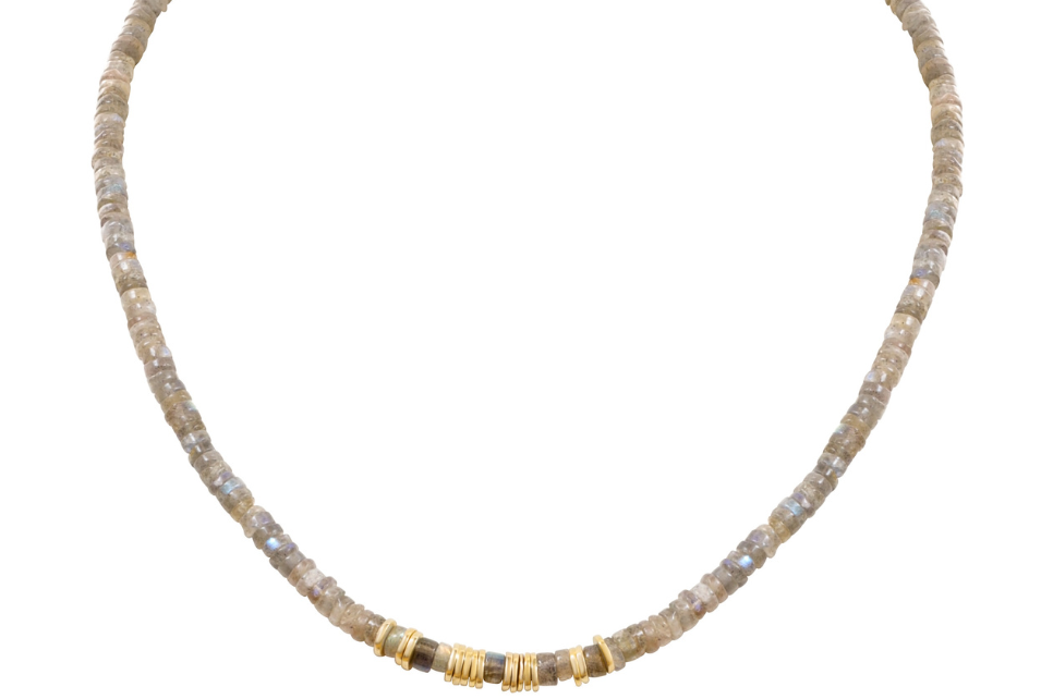 Labradorite Washer-Shaped Bead Necklace
