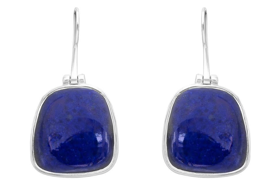 Lapis Lazuli Hinged Silver Earrings