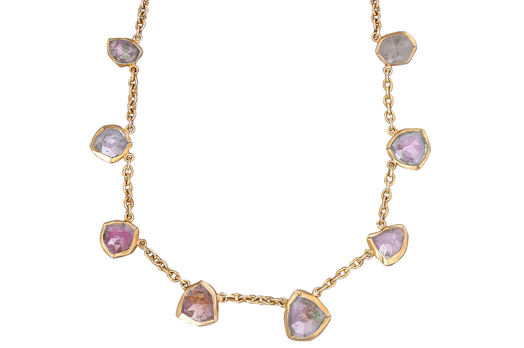 Pale Pink & Purple Tourmaline Wrapped Necklace