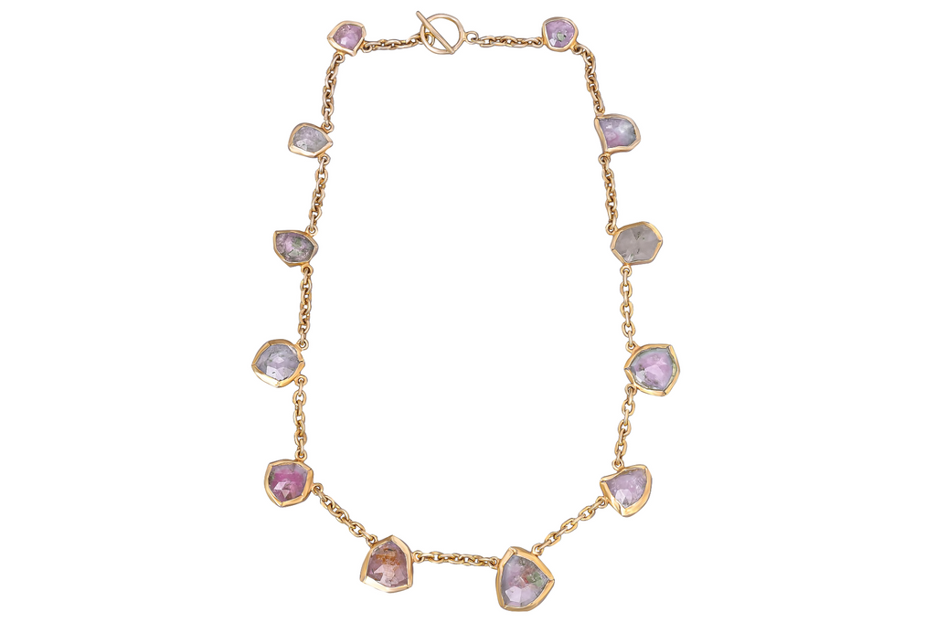 Pale Pink & Purple Tourmaline Wrapped Necklace
