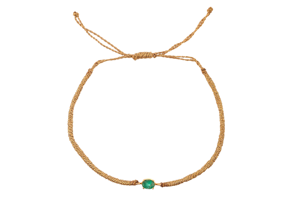 Amore Fine Gold, Emerald & Gold Thread Bracelet