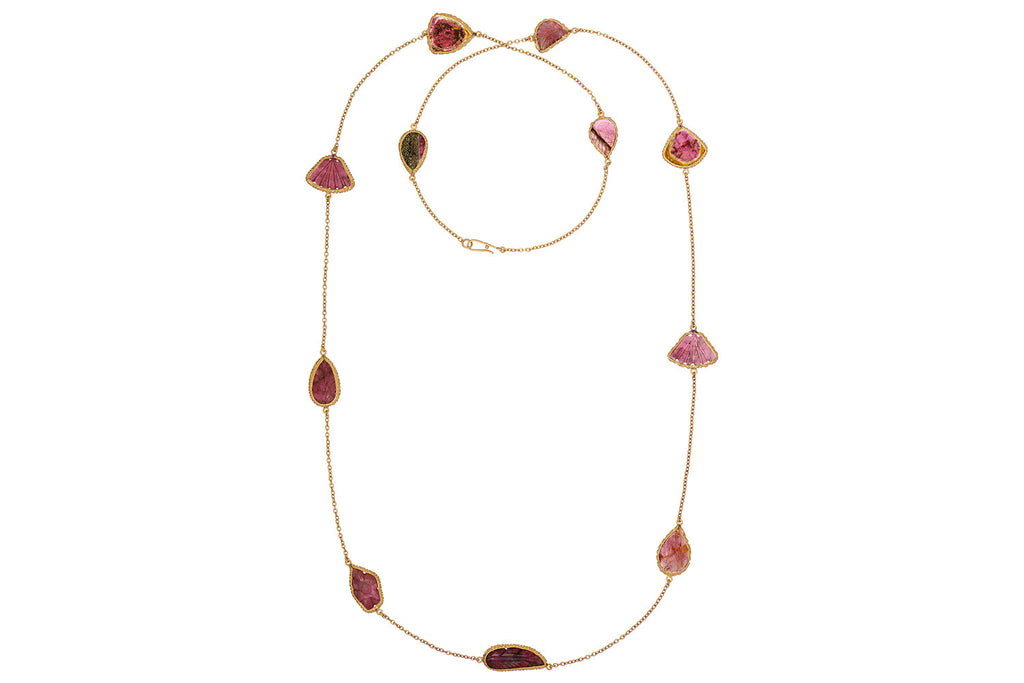 Carved Tourmaline Long Necklace