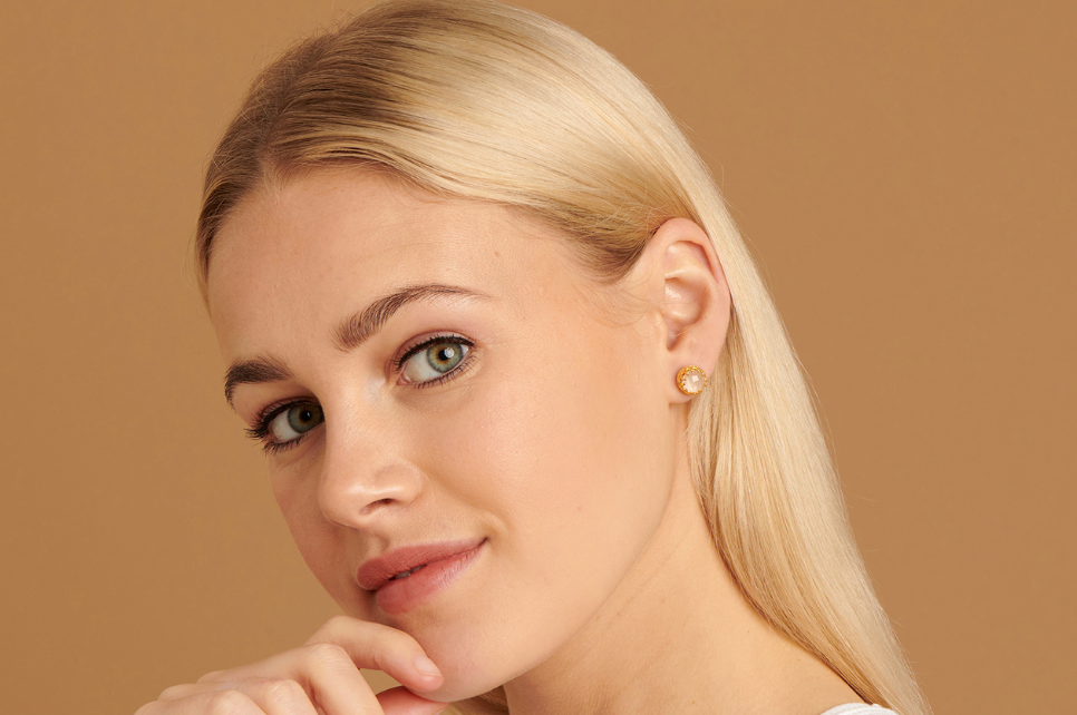 Fara Rose Quartz Gemstone Stud Earrings