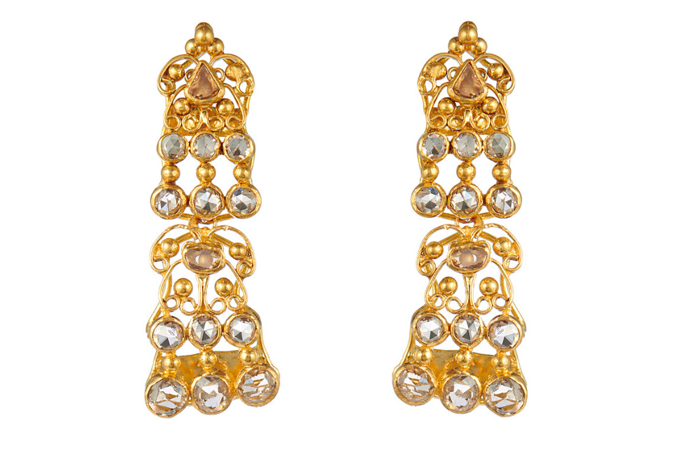 Diamond Ornate Setting Fine Gold Earrings