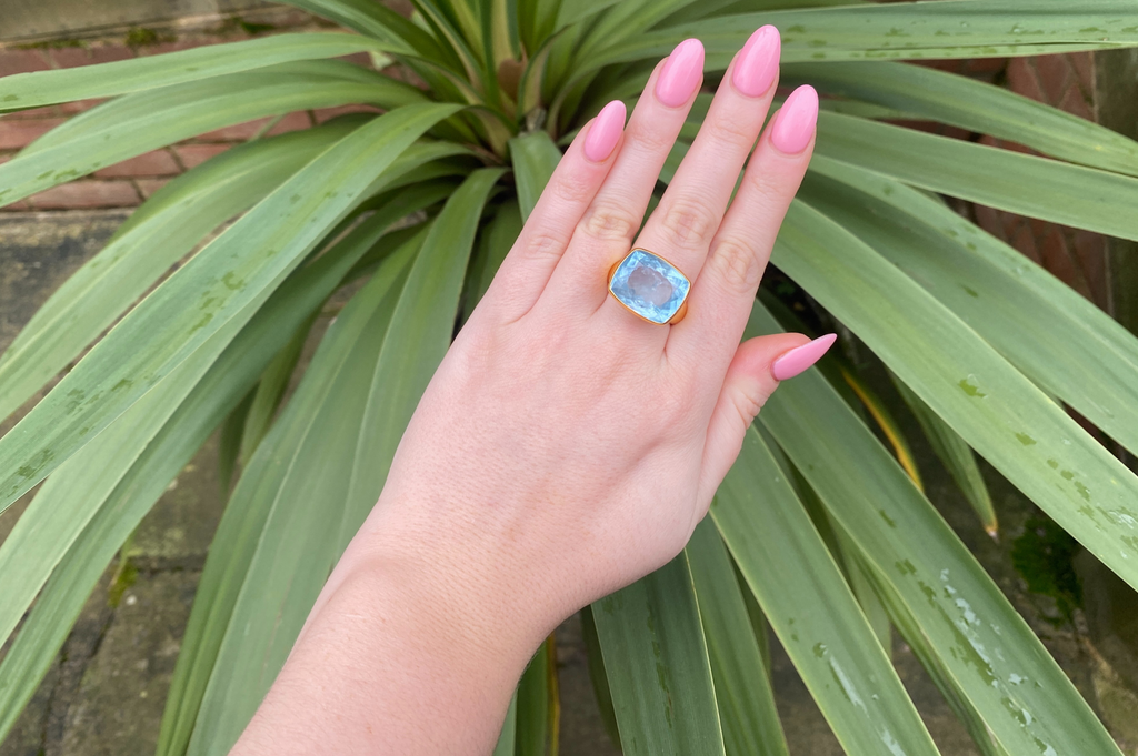 Aquamarine Cushion Shape Ring