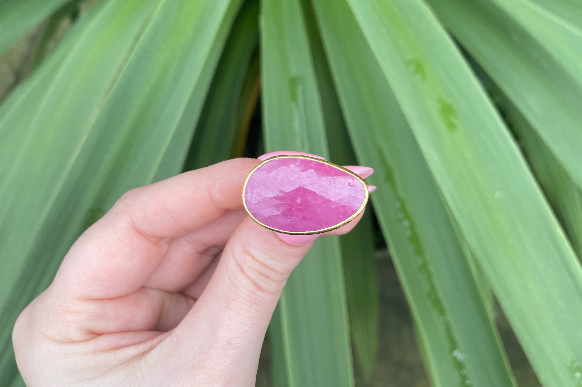 Pink Sapphire Rosecut Gemstone Ring