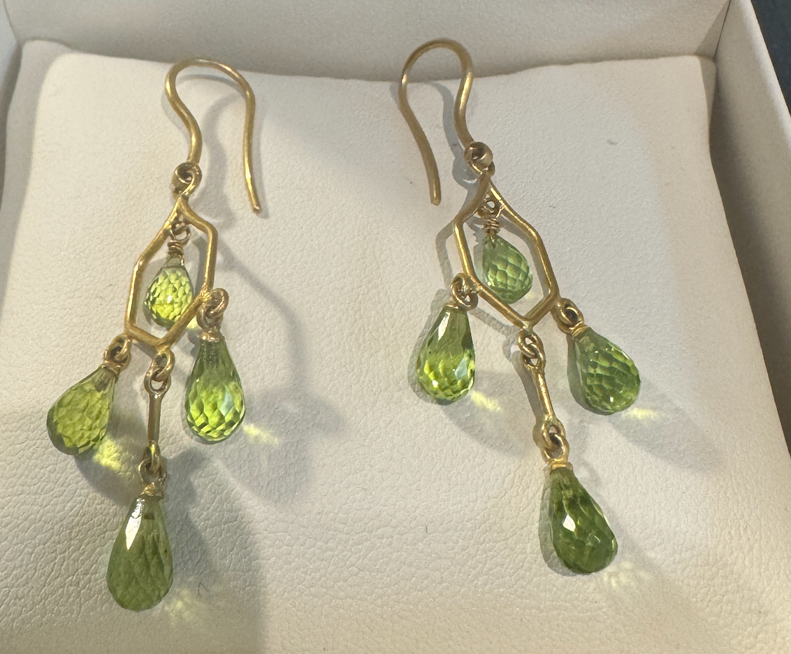 Fine Gold & Peridot Briolette Drop Earrings