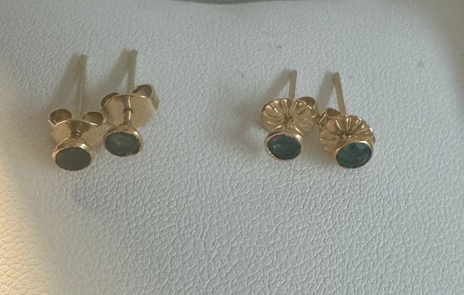 Fine Gold & Emerald Stud Earrings