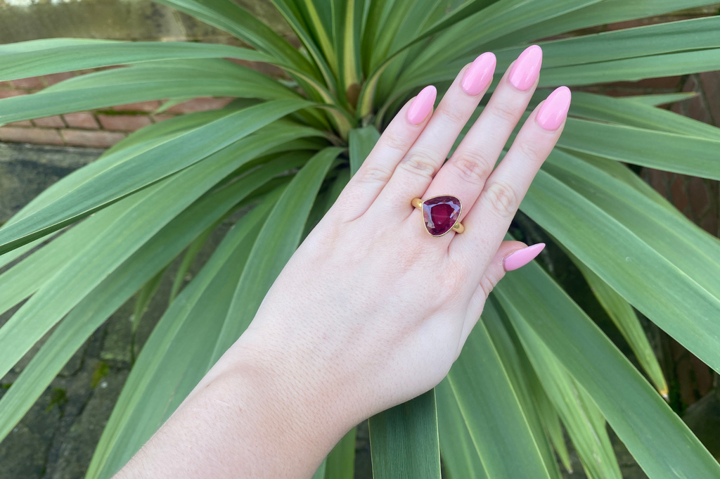 Pink Tourmaline Pear Shape Gemstone Ring