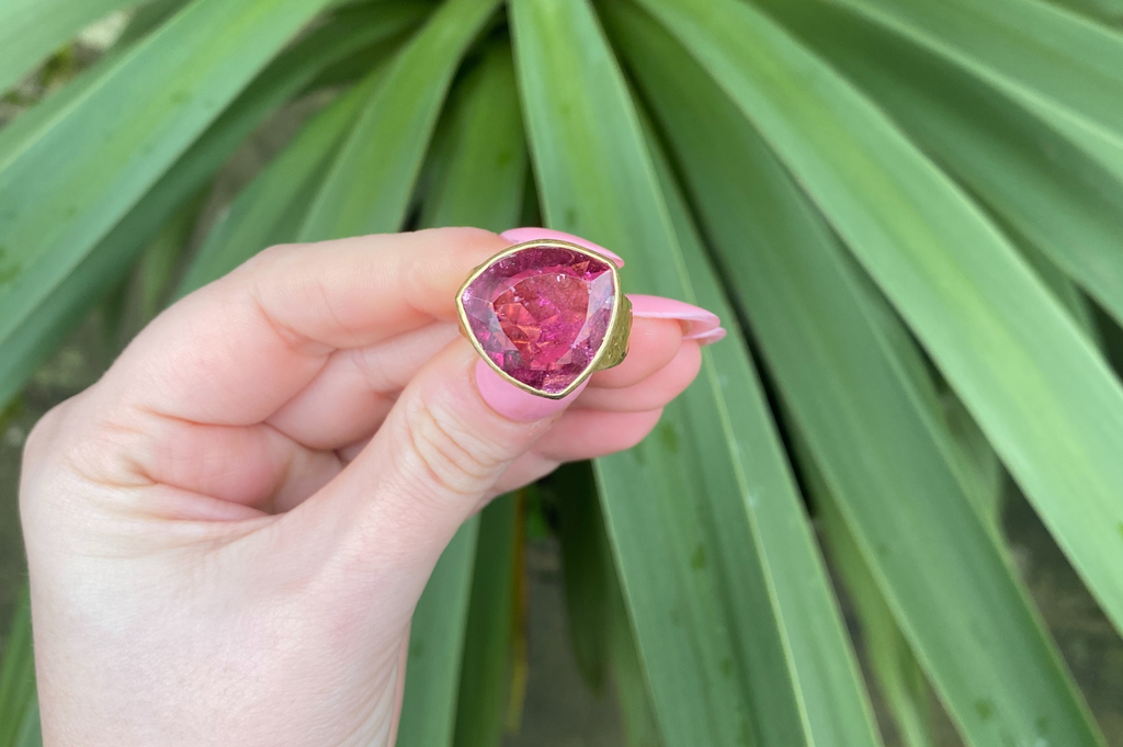 Pebble Tourmaline Trillion Limited Edition Gemstone Ring