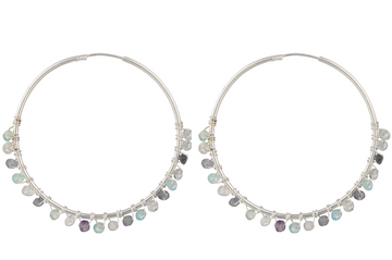 Adore Aquamarine, Iolite & Peridot Silver Hoops