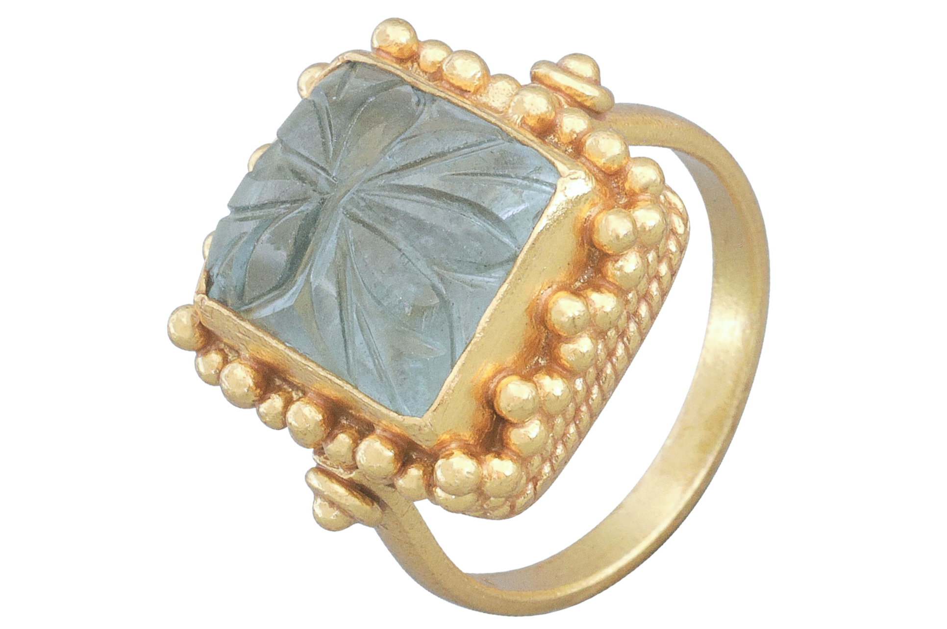 Ajmer Carved Aquamarine Ring