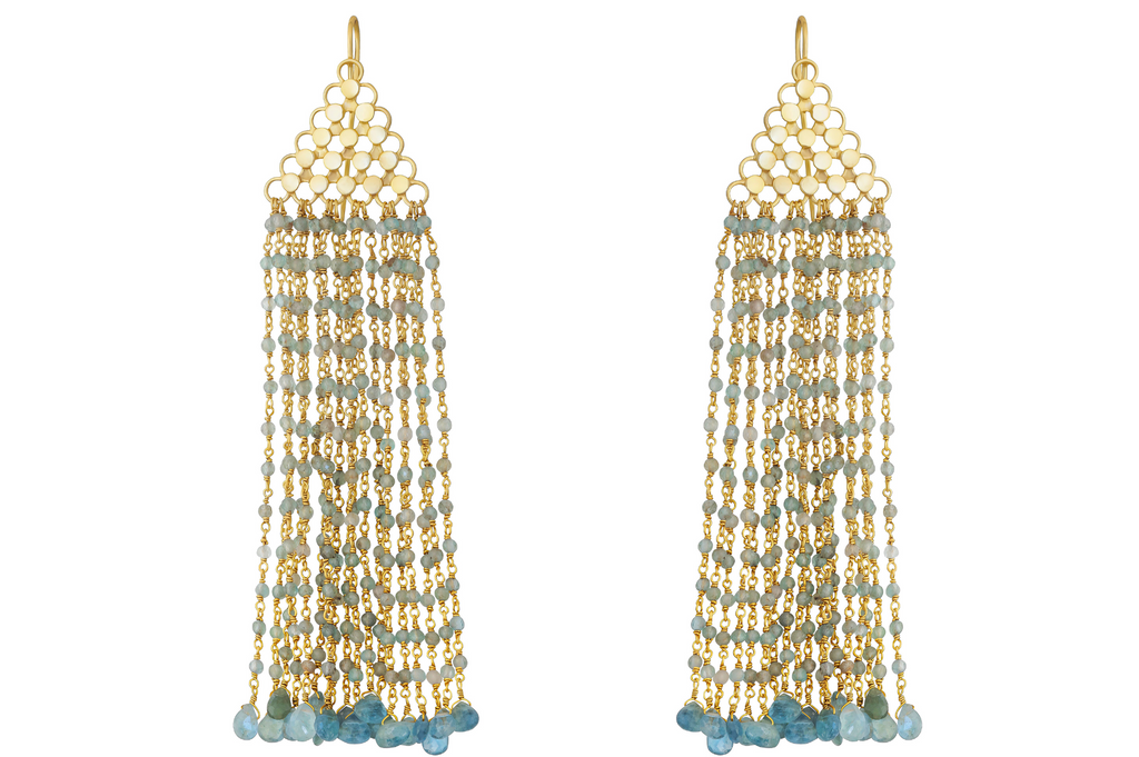 Alicia Beaded Aquamarine Earrings