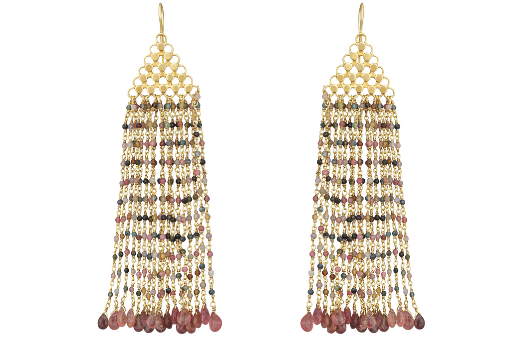 Alicia Beaded Tourmaline Earrings