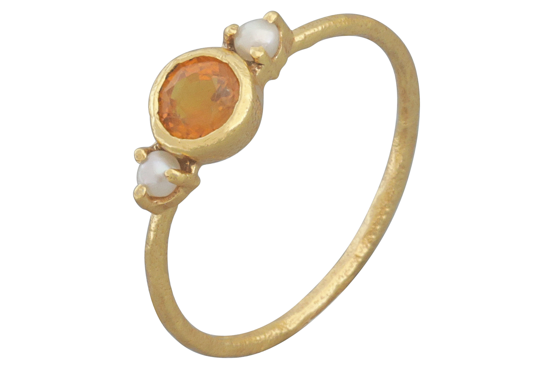 Alwar Pearl & Orange Sapphire Ring