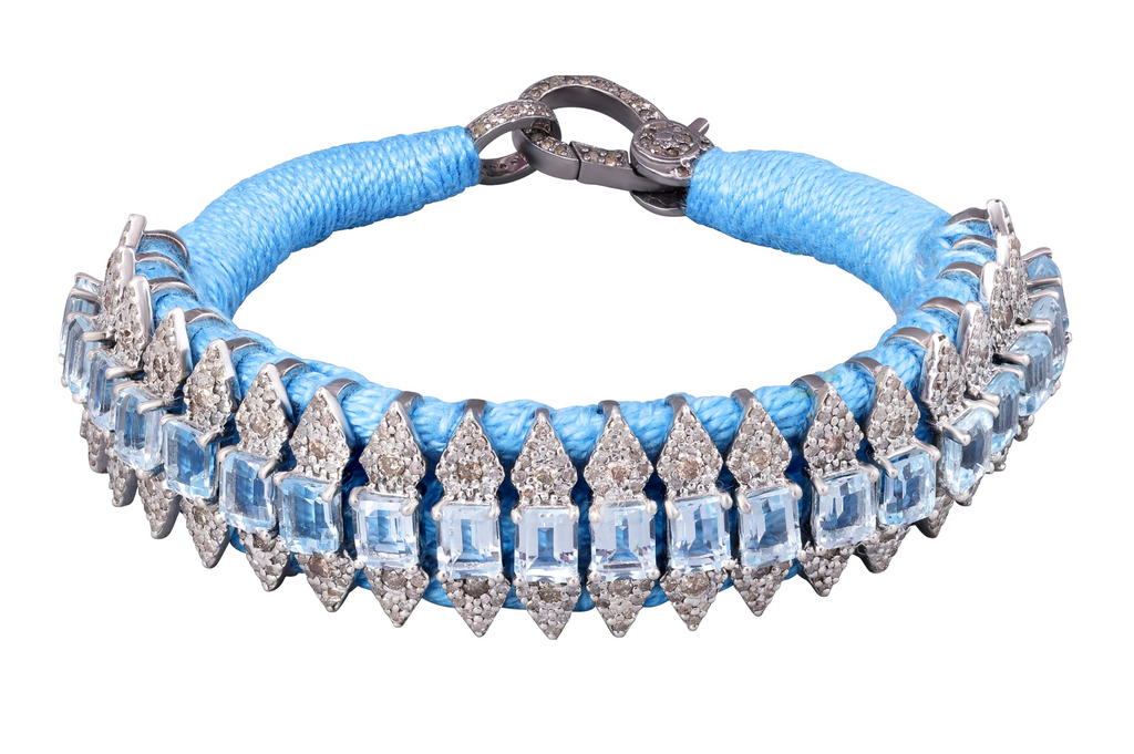 Amaira Diamond & Blue Topaz Blue Thread Bracelet