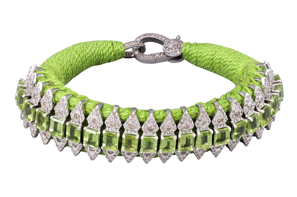Amaira Diamond & Peridot Green Thread Bracelet