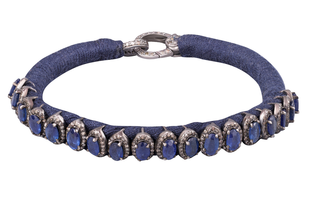 Amaira Diamond & Sapphire Navy Thread Bracelet