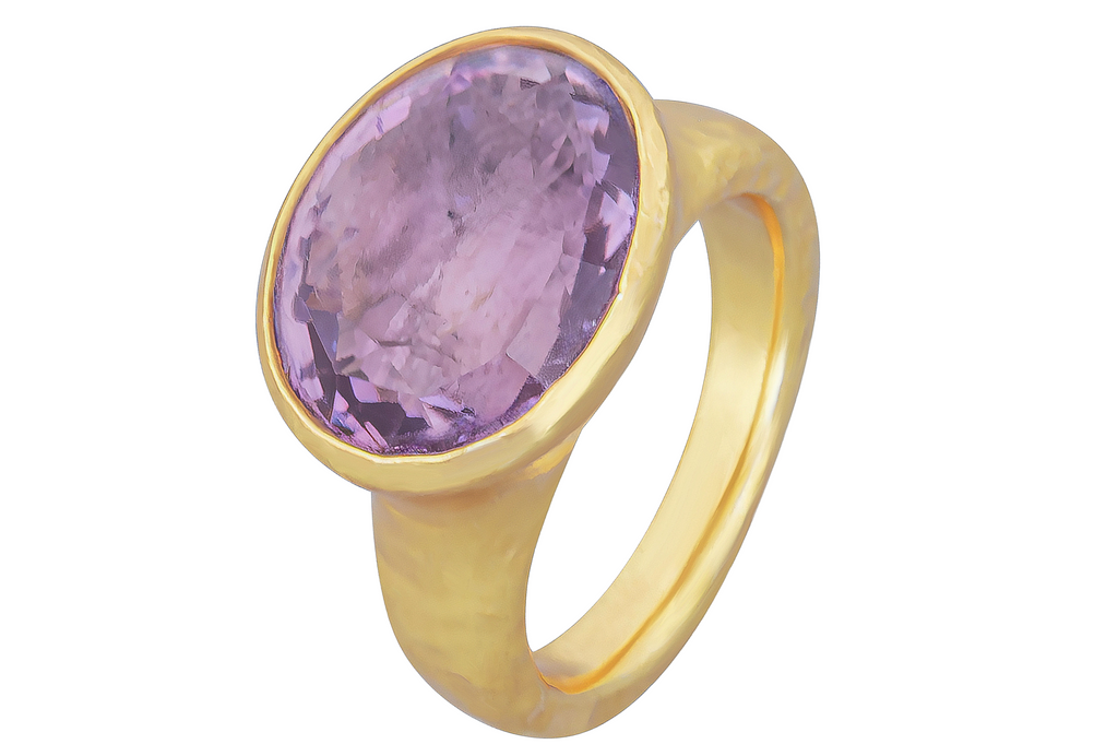 India Amethyst Oval Gemstone Ring
