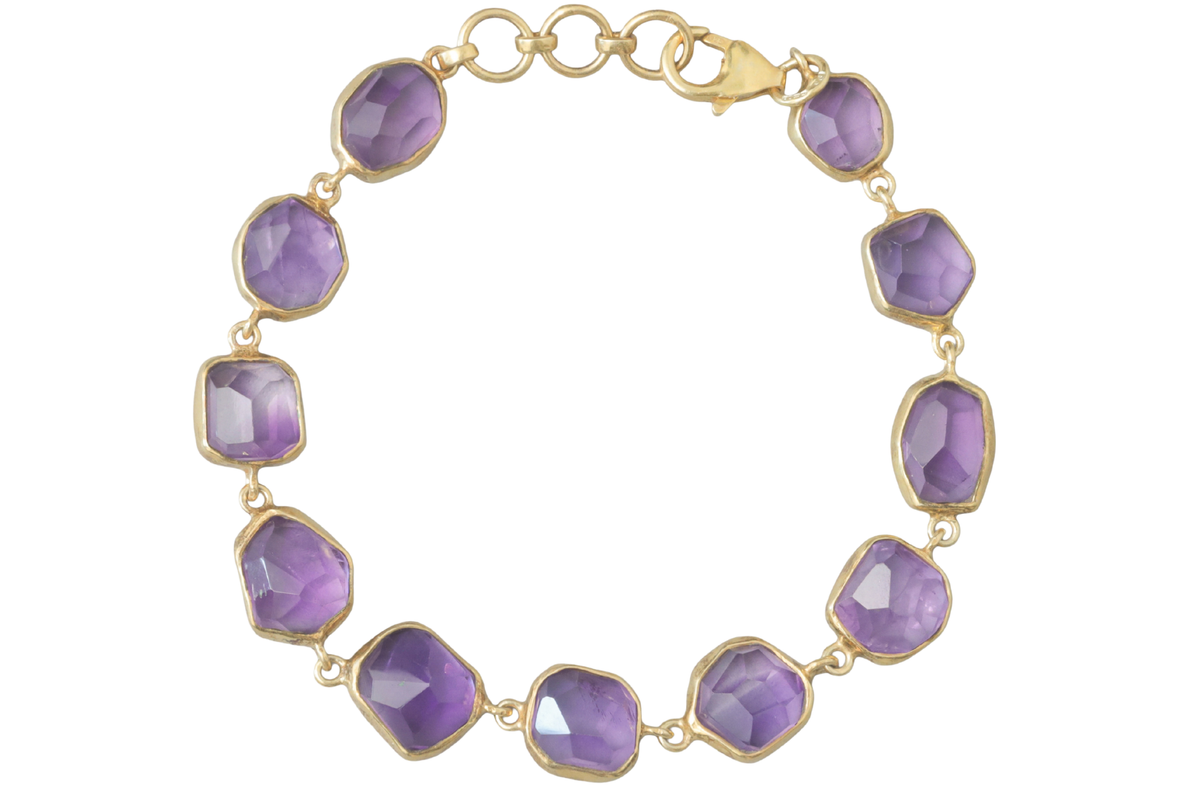 Rose Cut Amethyst Gemstone Bracelet