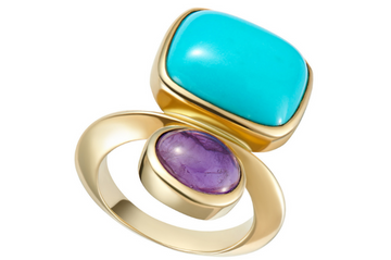 Sleeping Beauty Turquoise and Amethyst Ring