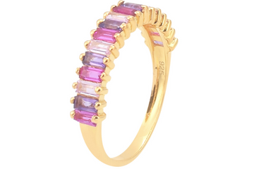 Amie Rose Quartz & Amethyst Demi Eternity Ring