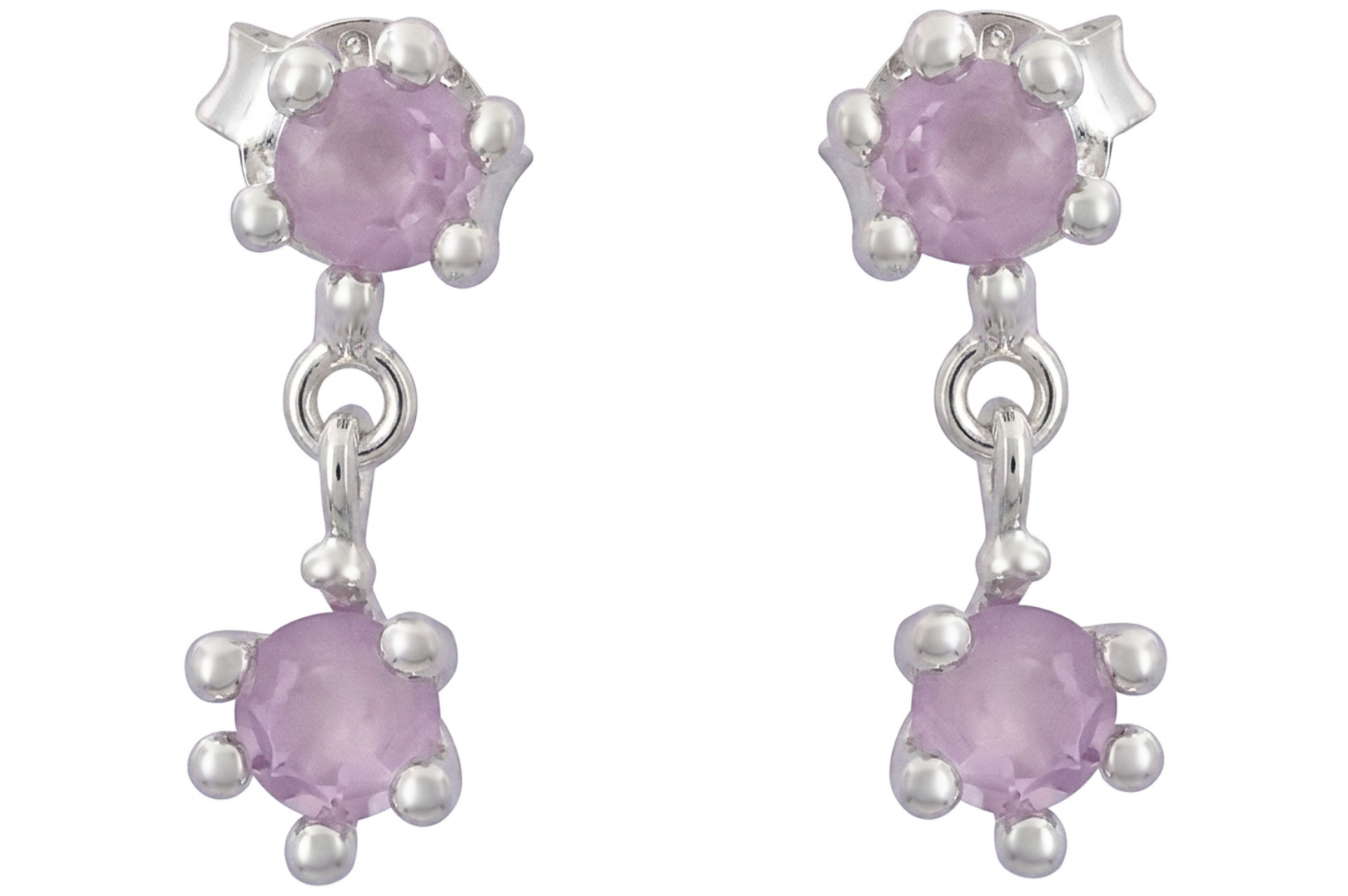Cosmic Amethyst Silver Drop Earrings
