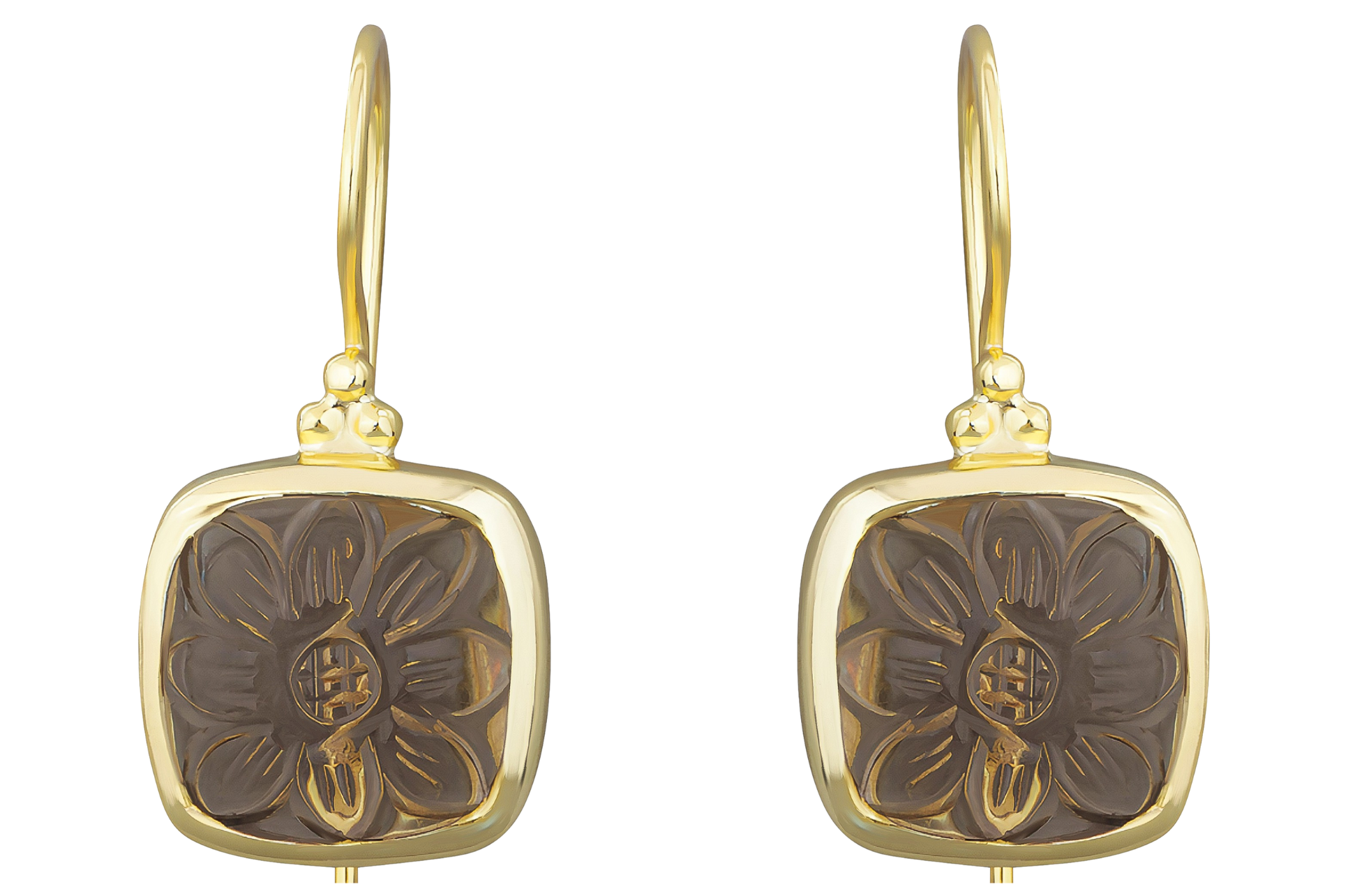 Anais Carved Smoky Quartz Earrings