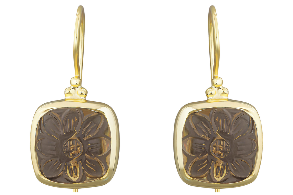 Anais Carved Smoky Quartz Earrings