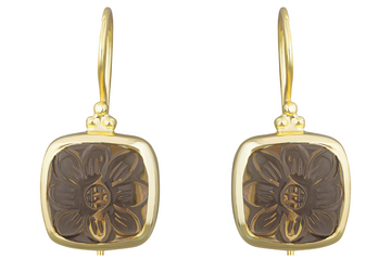 Anais Carved Smoky Quartz Earrings