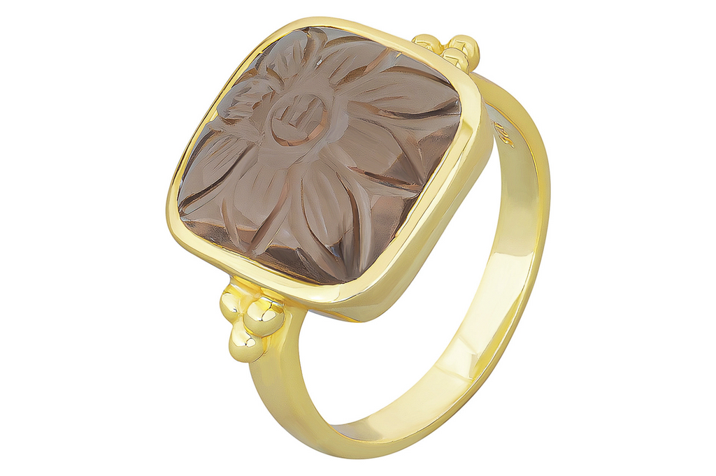 Anais Carved Smoky Quartz Ring