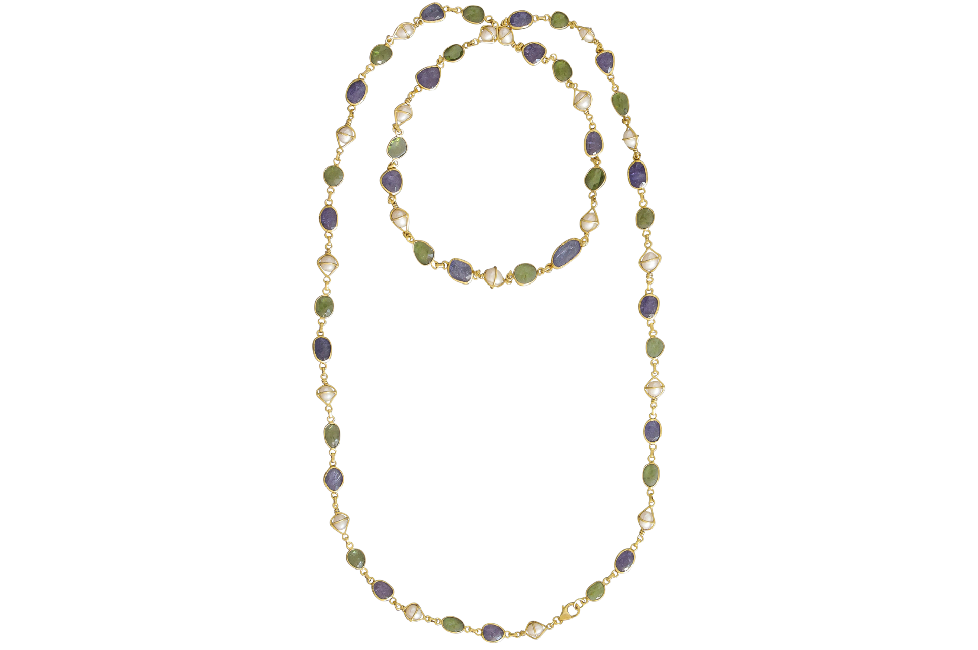 Anna Peridot, Pearl & Tanzanite Necklace