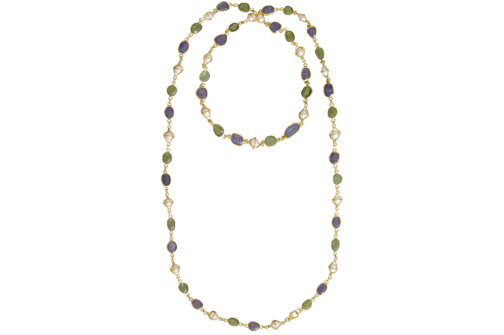 Anna Peridot, Pearl & Tanzanite Necklace