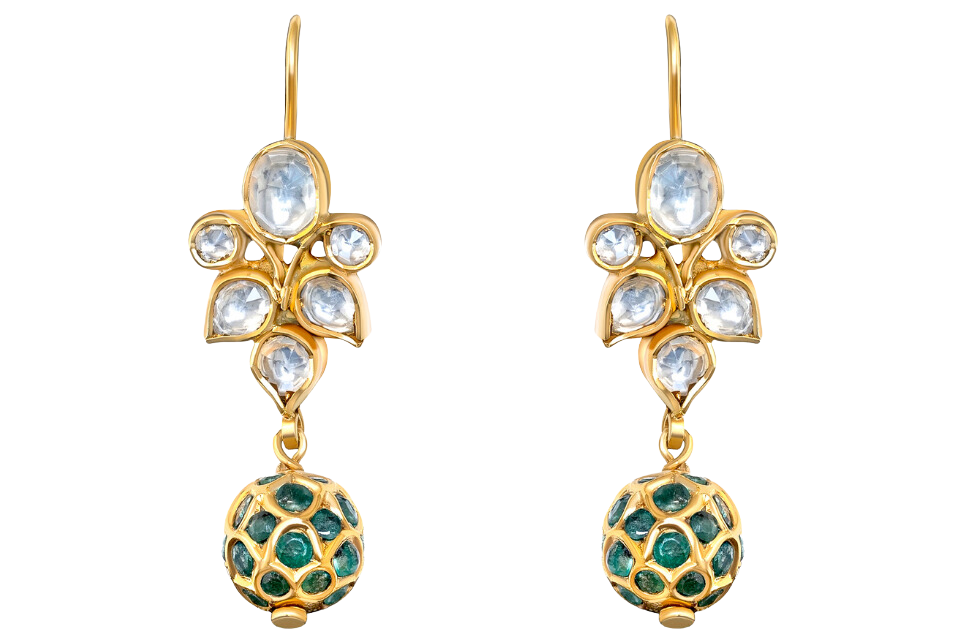 Anu Rock Crystal & Emerald Earrings