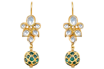 Anu Rock Crystal & Emerald Earrings