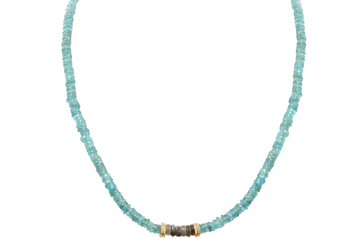 Apatite Bead Necklace With Central Labradorite Section