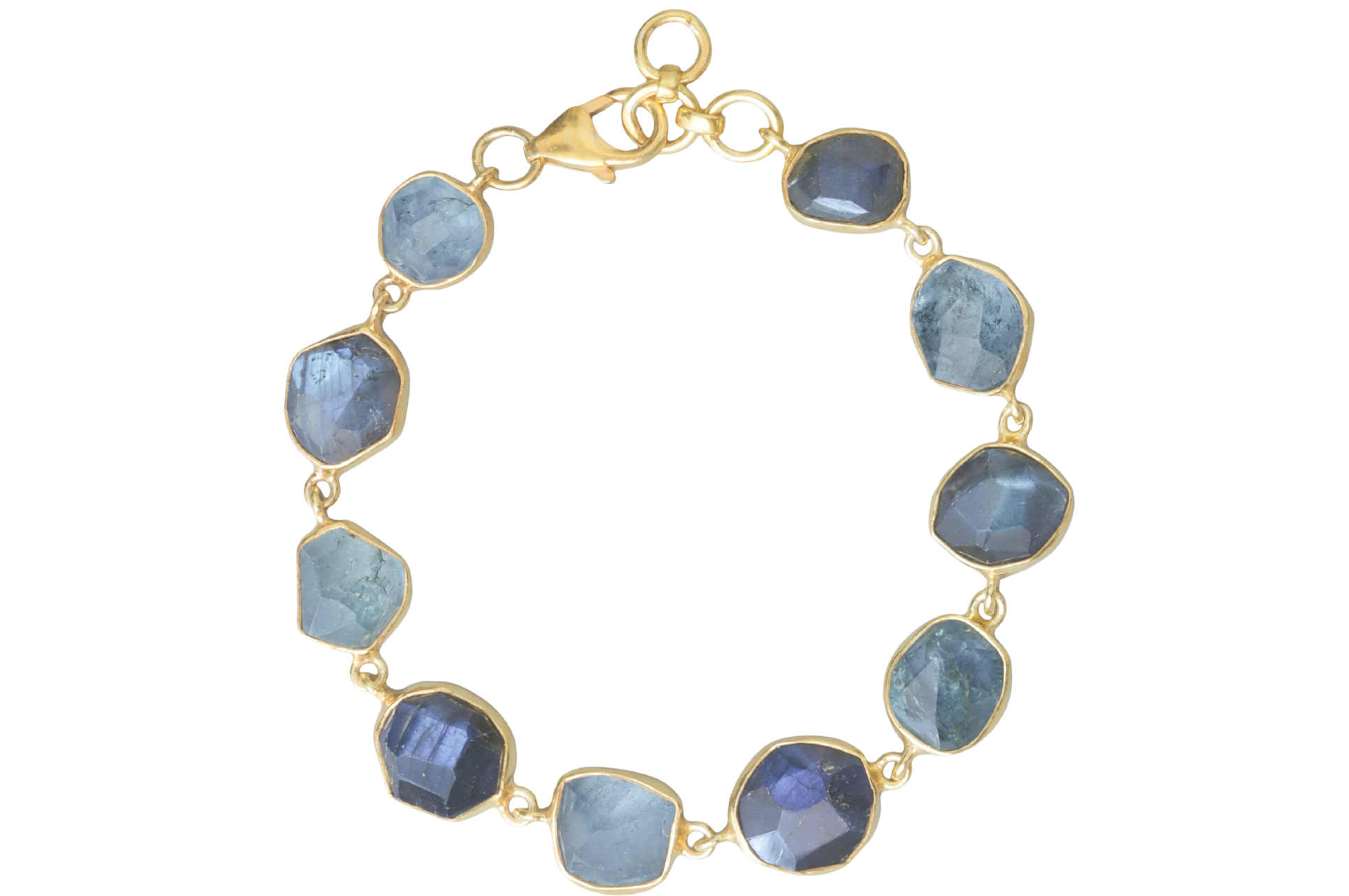 Rose Cut Aquamarine And Labradorite Gemstone Bracelet