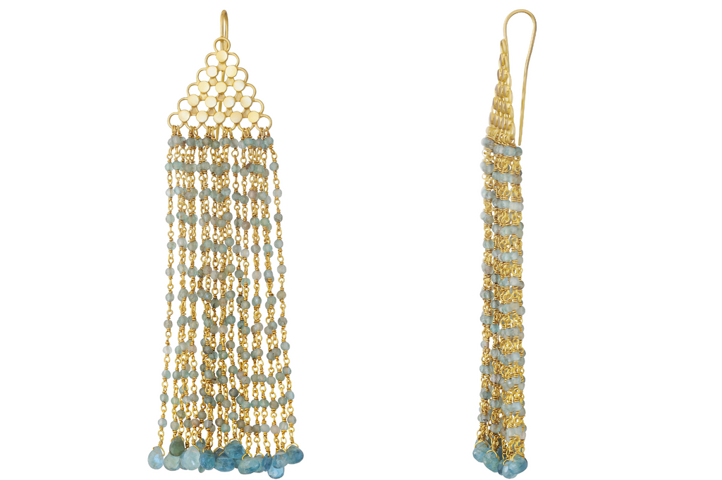 Alicia Beaded Aquamarine Earrings