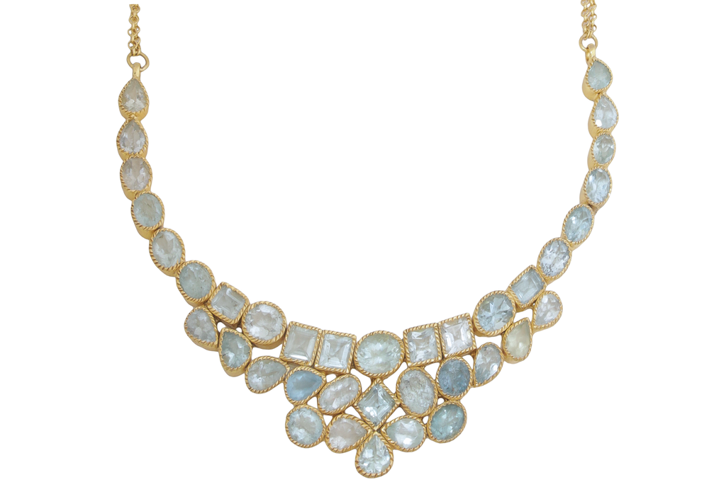 Aquamarine Multi Gemstone Bib Necklace