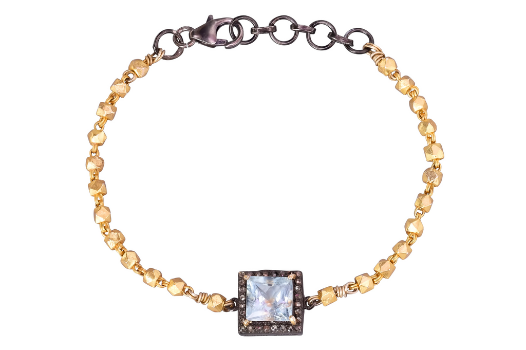 Aquamarine & Diamond Beaded Bracelet