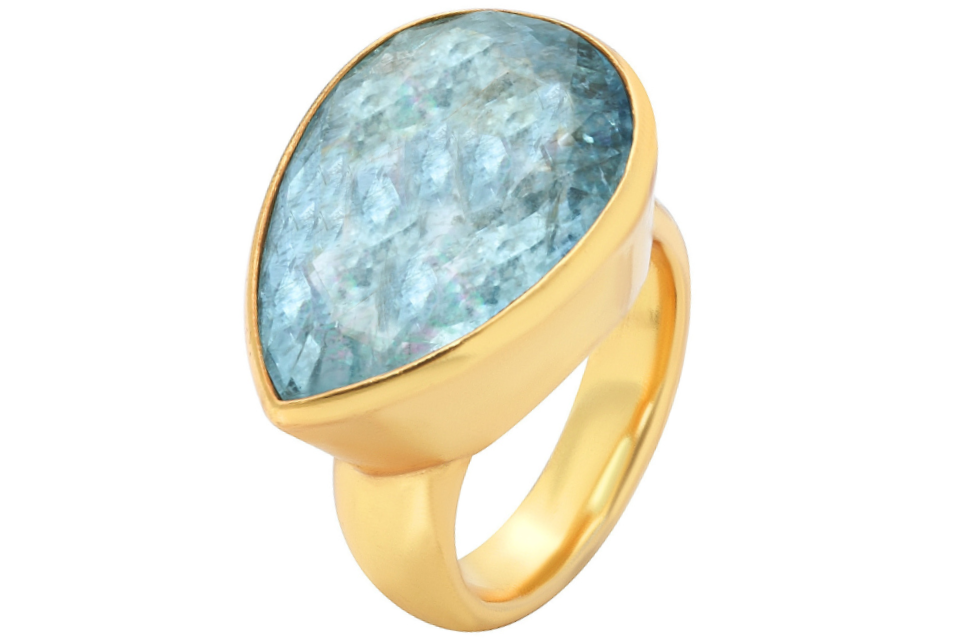 Aquamarine Pear Shaped Ring