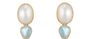Pearl & Aquamarine Stud Earrings